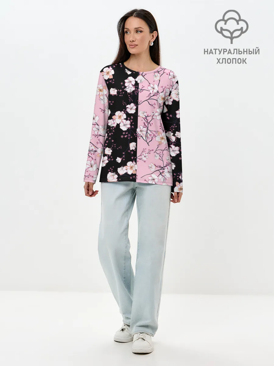 Лонгслив женский. Хлопок / САКУРА | SAKURA | ВИШНЯ