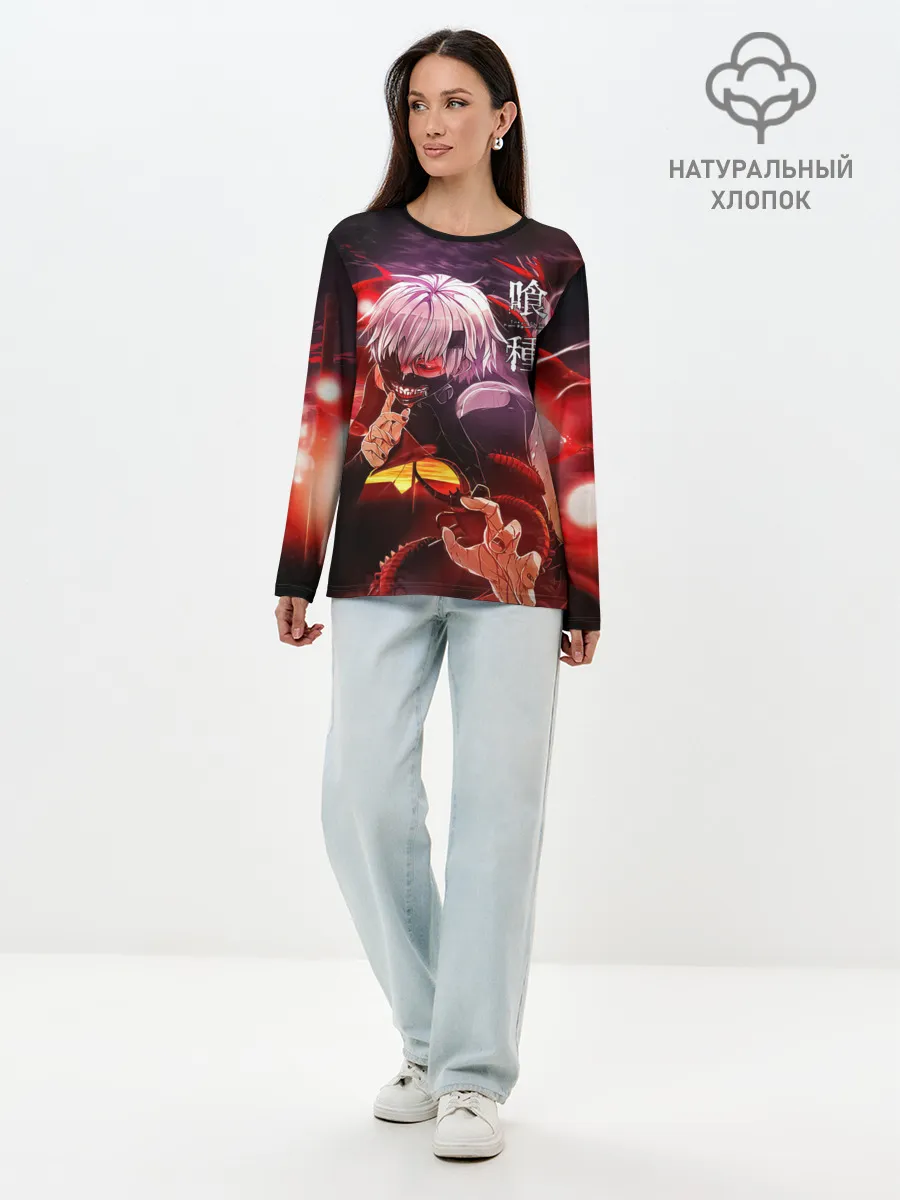 Лонгслив женский. Хлопок / Загадочный Канеки Кен