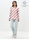 Лонгслив женский. Хлопок / Полосы красные на белом