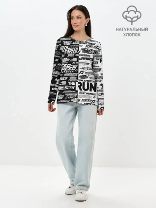 Лонгслив женский. Хлопок / NFS ALL LOGOS