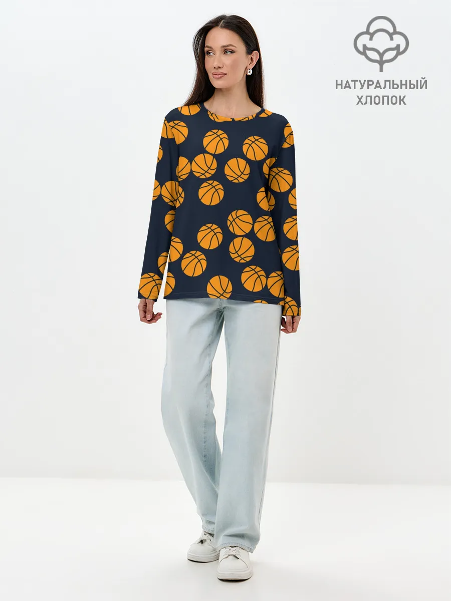 Лонгслив женский. Хлопок / Баскетбольные мячи