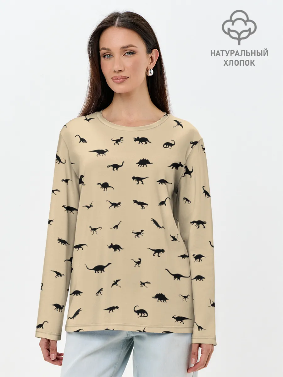 Лонгслив женский. Хлопок / Dinoworld#2