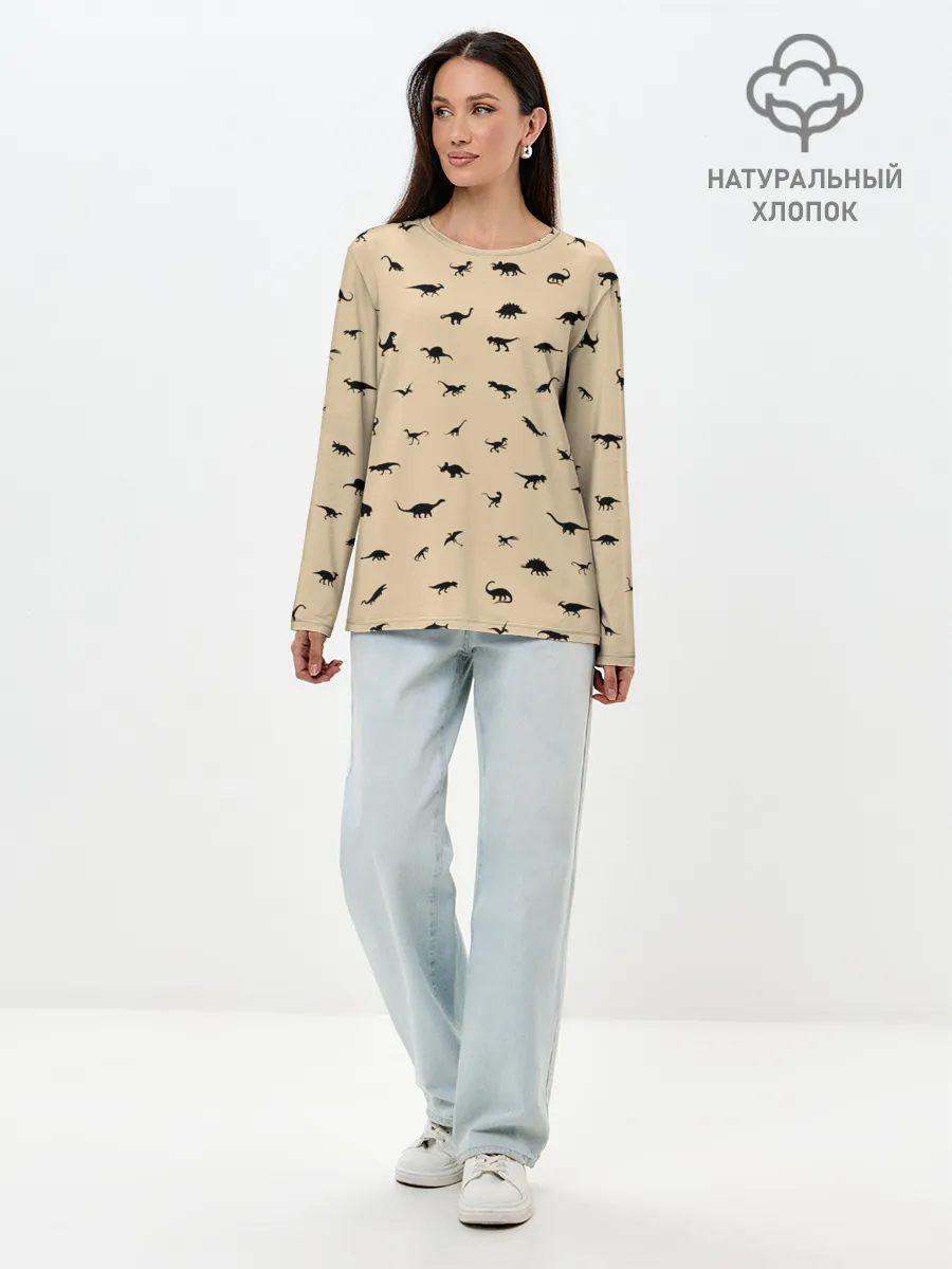 Лонгслив женский. Хлопок / Dinoworld#2