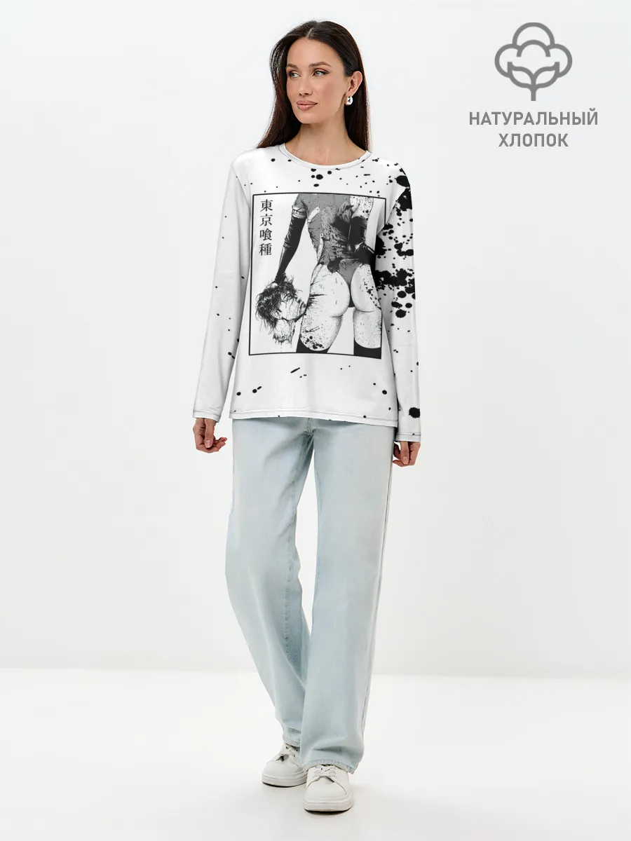 Лонгслив женский. Хлопок / Токийский гуль голова