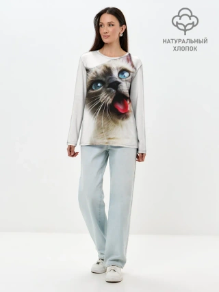 Лонгслив женский. Хлопок / Котик