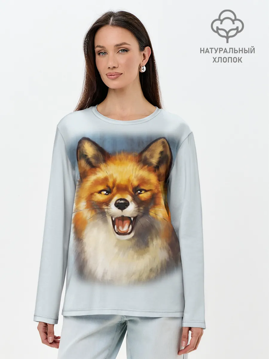 Лонгслив женский. Хлопок / Рыжая лиса