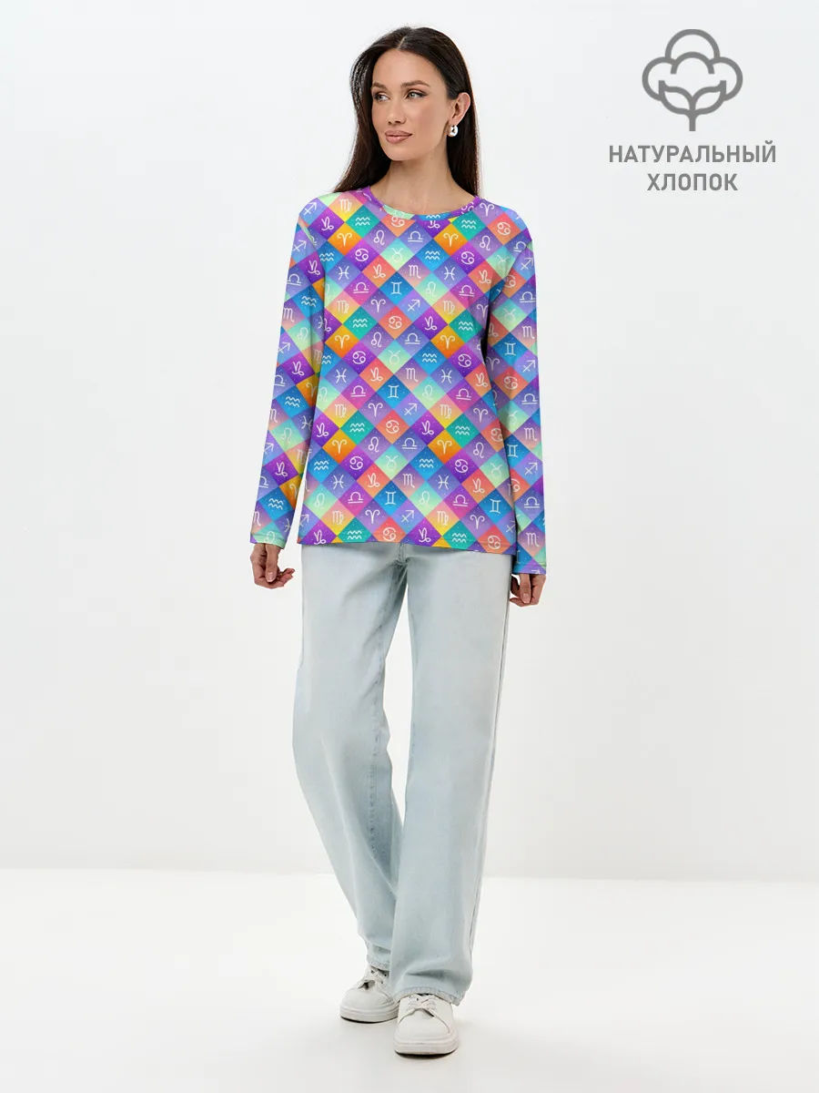 Лонгслив женский. Хлопок / Знаки Зодиака
