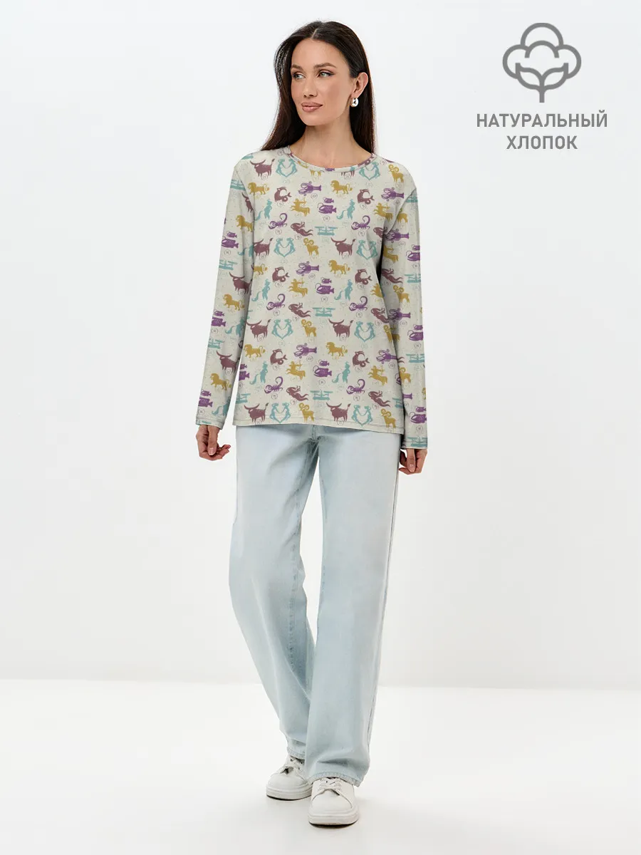 Лонгслив женский. Хлопок / Знаки Зодиака