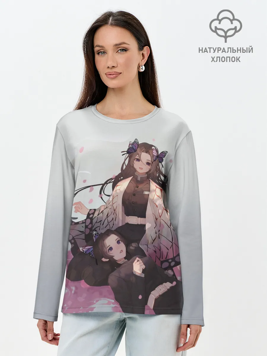 Лонгслив женский. Хлопок / КЛИНОК РАССЕКАЮЩИЙ ДЕМОНОВ