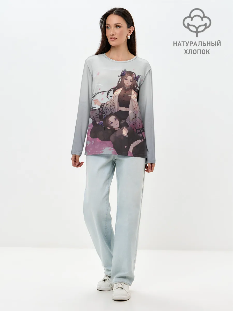 Лонгслив женский. Хлопок / КЛИНОК РАССЕКАЮЩИЙ ДЕМОНОВ