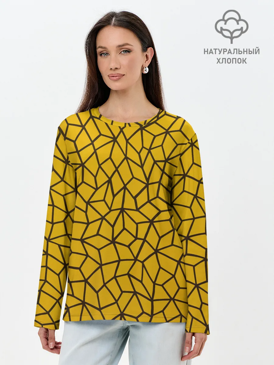Лонгслив женский. Хлопок / Геометрическая текстура