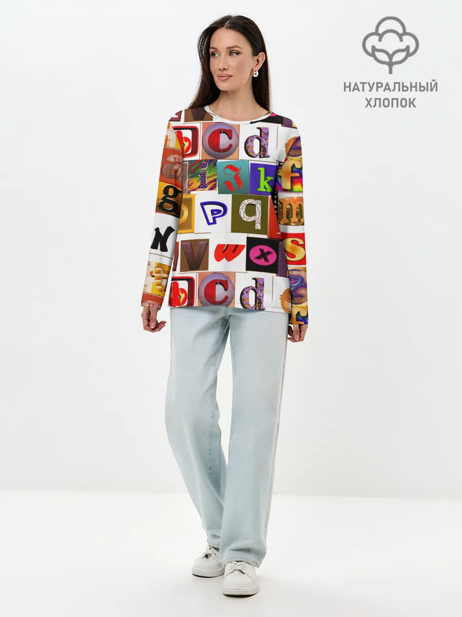 Лонгслив женский. Хлопок / Английские буквы # 2