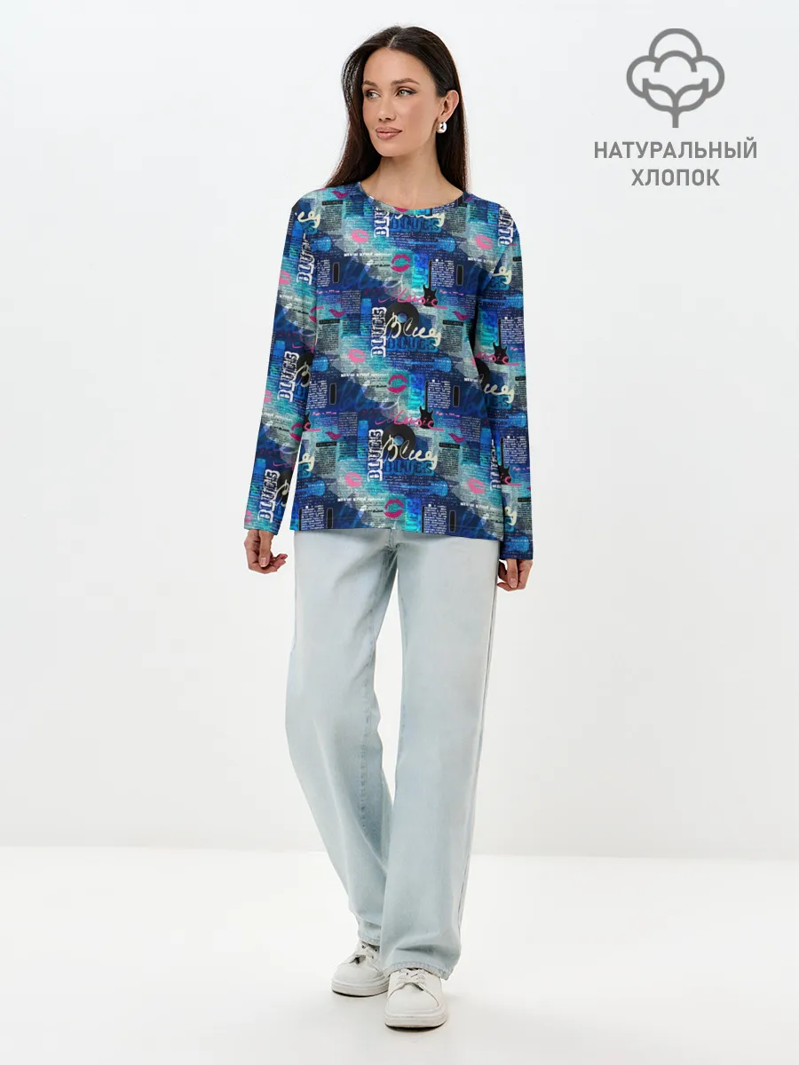 Лонгслив женский. Хлопок / Blues