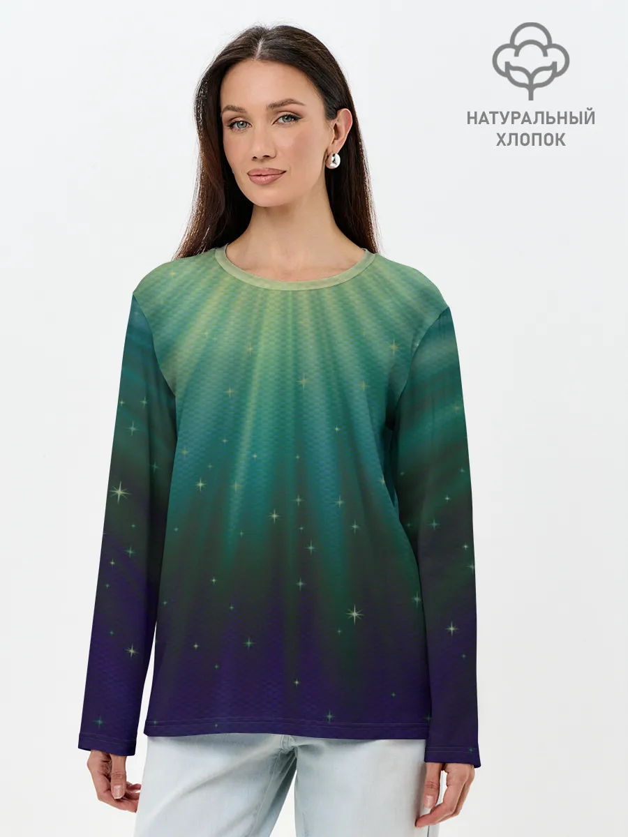 Лонгслив женский. Хлопок / Сияние 3D