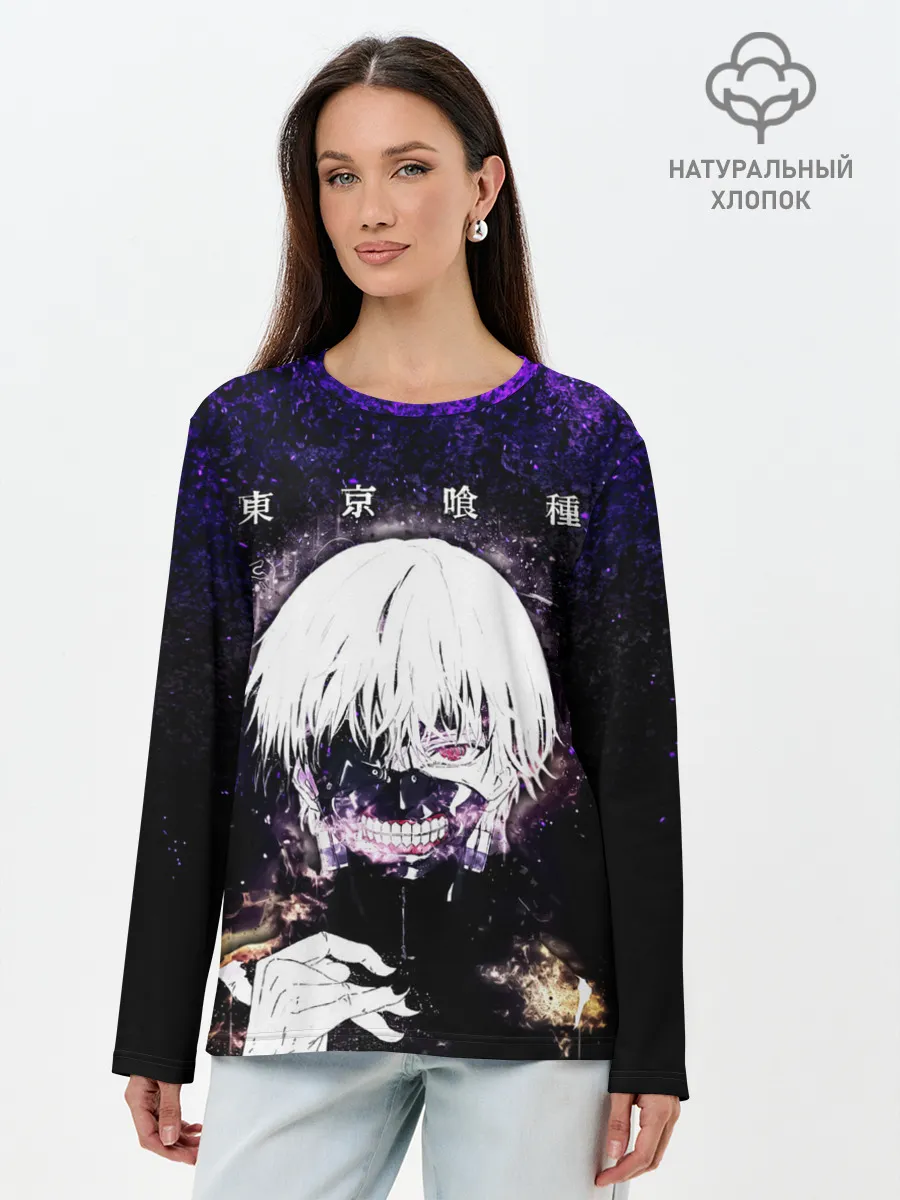 Лонгслив женский. Хлопок / Kaneki Ken фиолетовый верх
