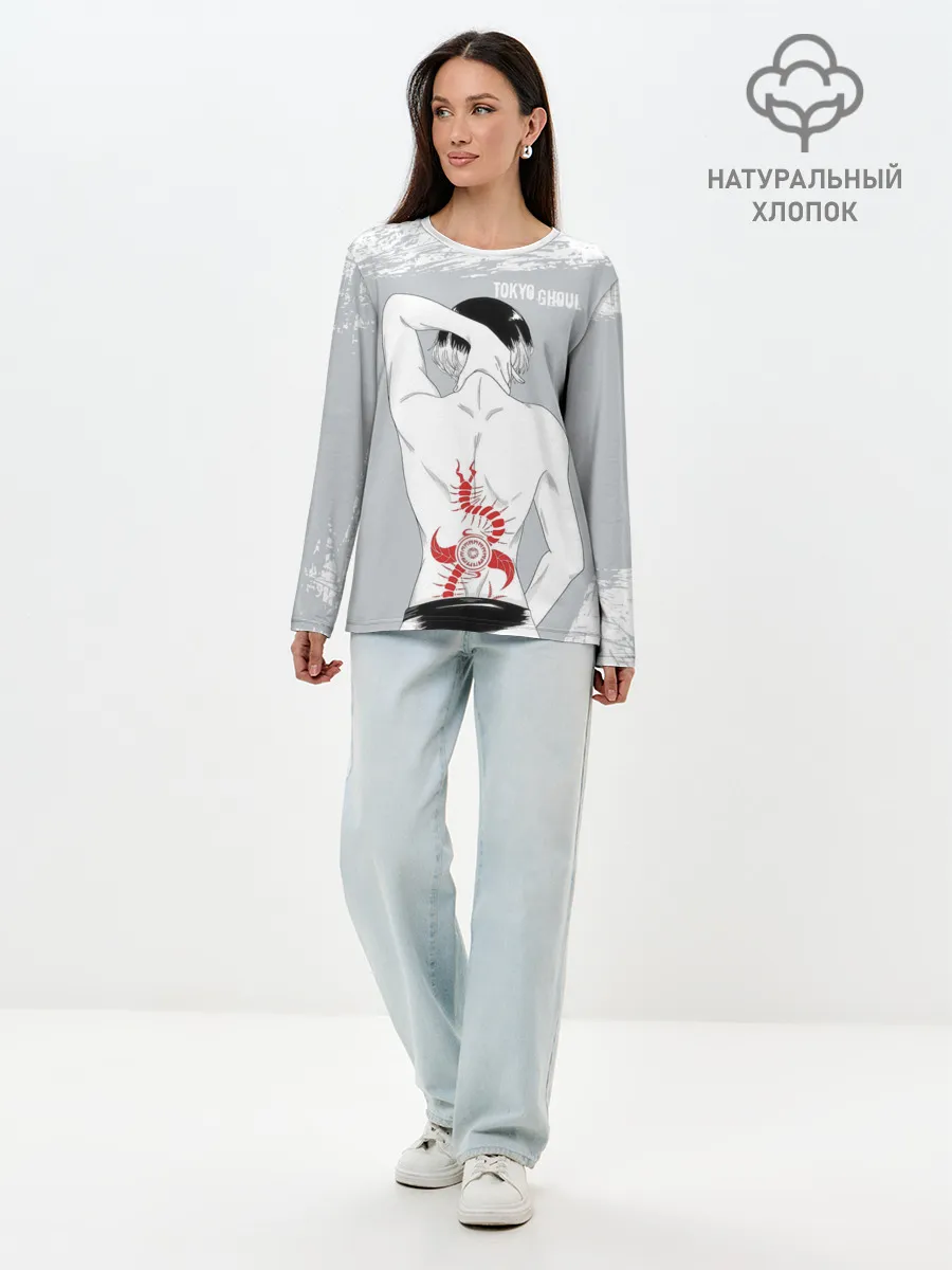 Лонгслив женский. Хлопок / Sasaki kagune tattoo