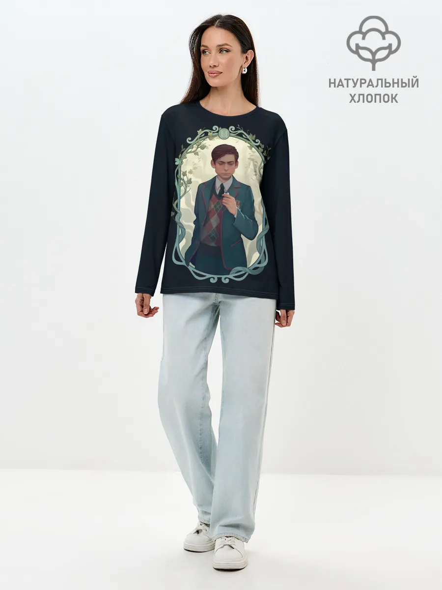 Лонгслив женский. Хлопок / Пятый в рамке