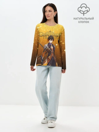 Лонгслив женский. Хлопок / GENSHIN IMPACT ЧЖУН ЛИ
