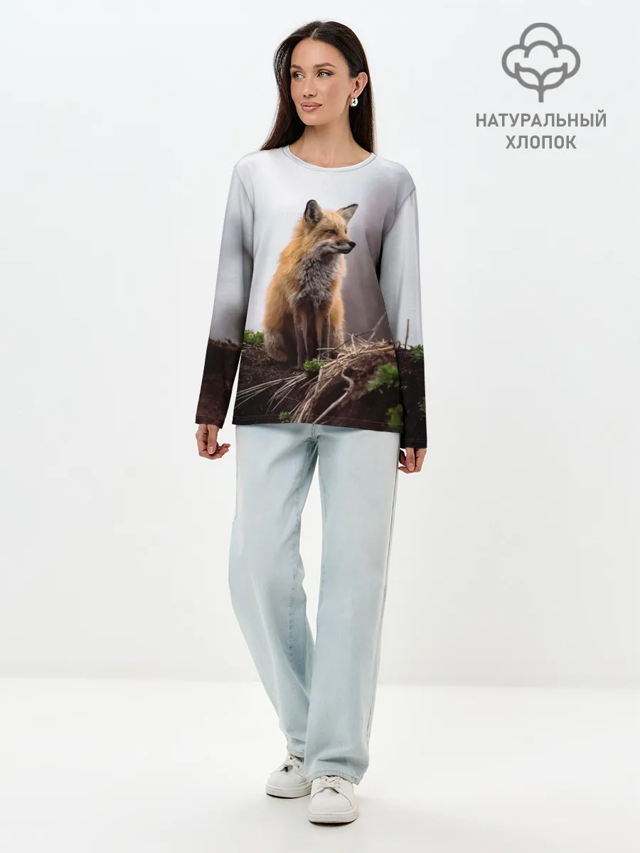 Лонгслив женский. Хлопок / Лиса