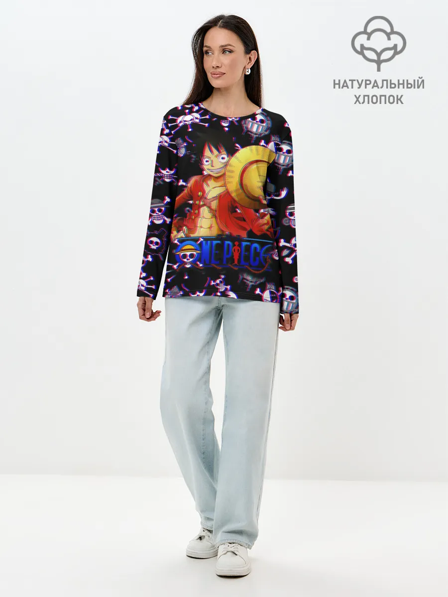 Лонгслив женский. Хлопок / Луффи One Piece | Glitch