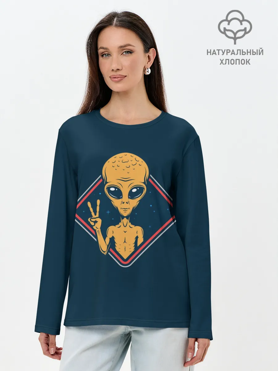 Лонгслив женский. Хлопок / НЛО / UFO