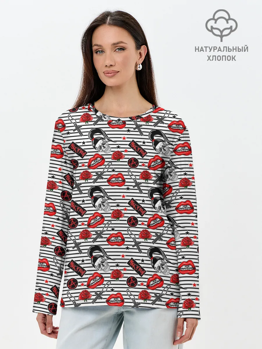 Лонгслив женский. Хлопок / Rocknroll