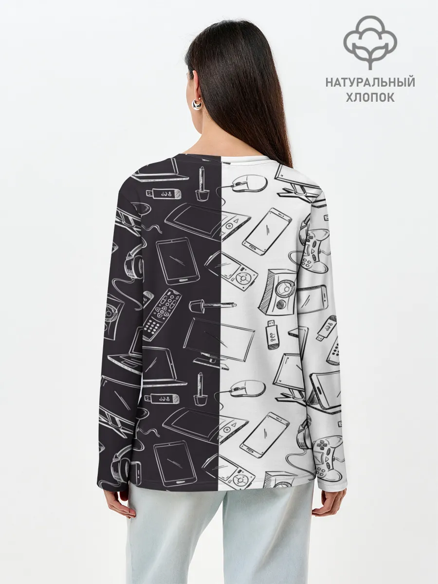 Лонгслив женский. Хлопок / Гаджеты