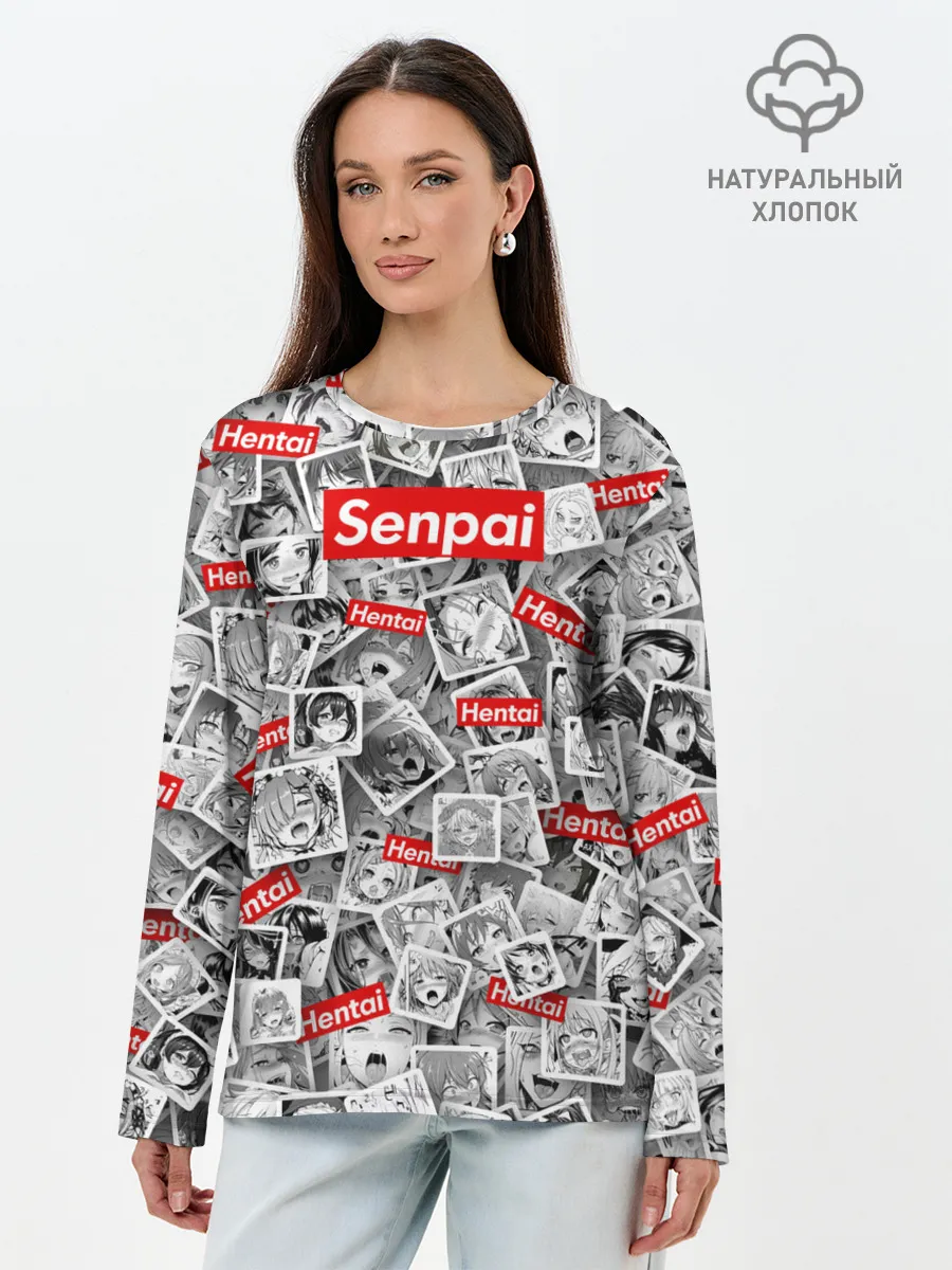 Лонгслив женский. Хлопок / Hentai senpai