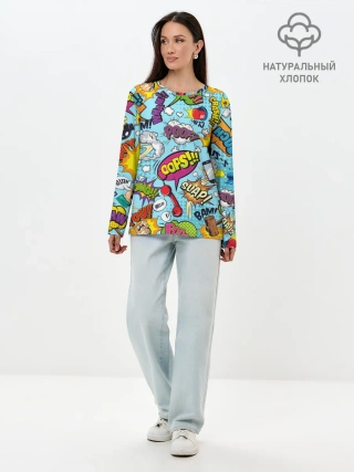 Лонгслив женский. Хлопок / Комиксы