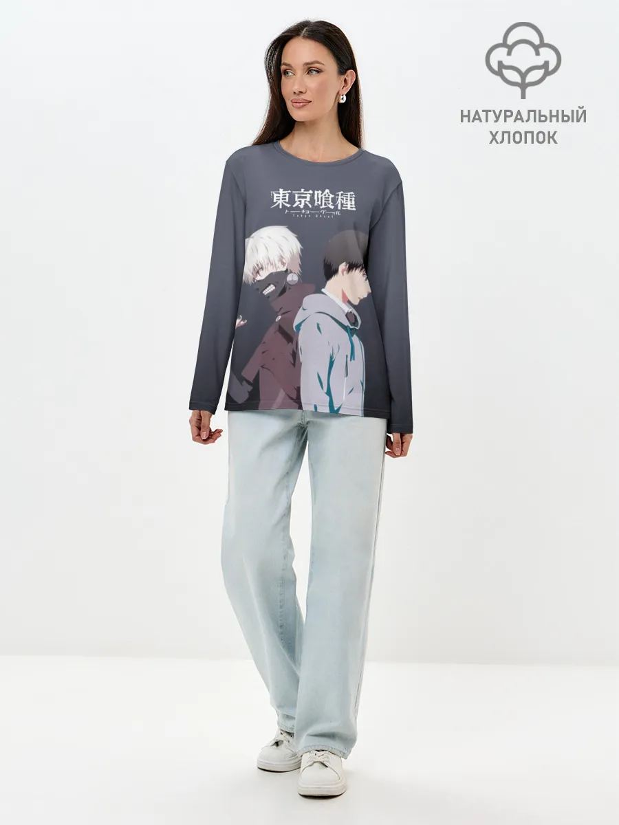 Лонгслив женский. Хлопок / Две стороны Канеки Кена