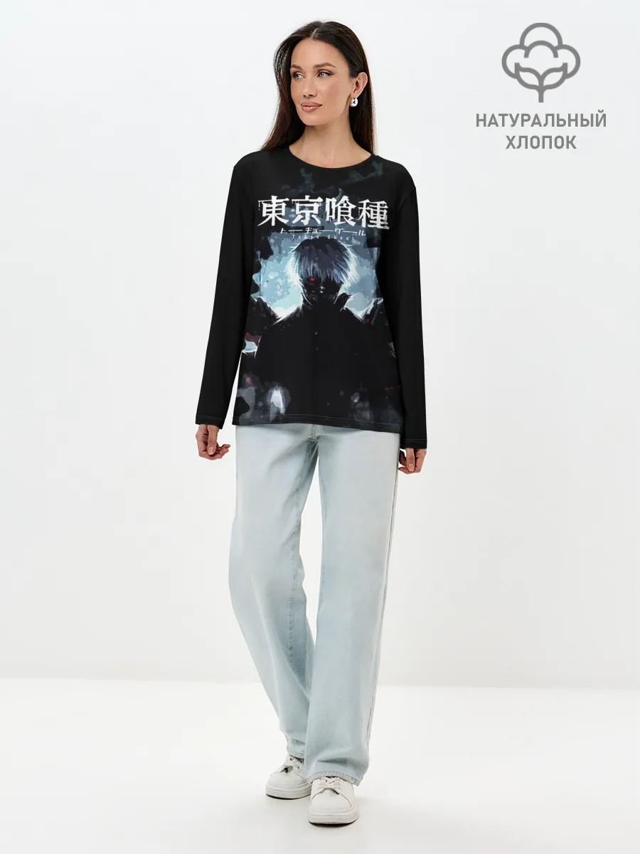 Лонгслив женский. Хлопок / Tokyo Ghoul Kaneki Ken