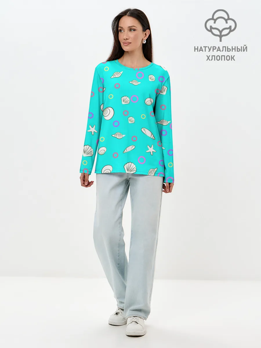 Лонгслив женский. Хлопок / Морские моллюски
