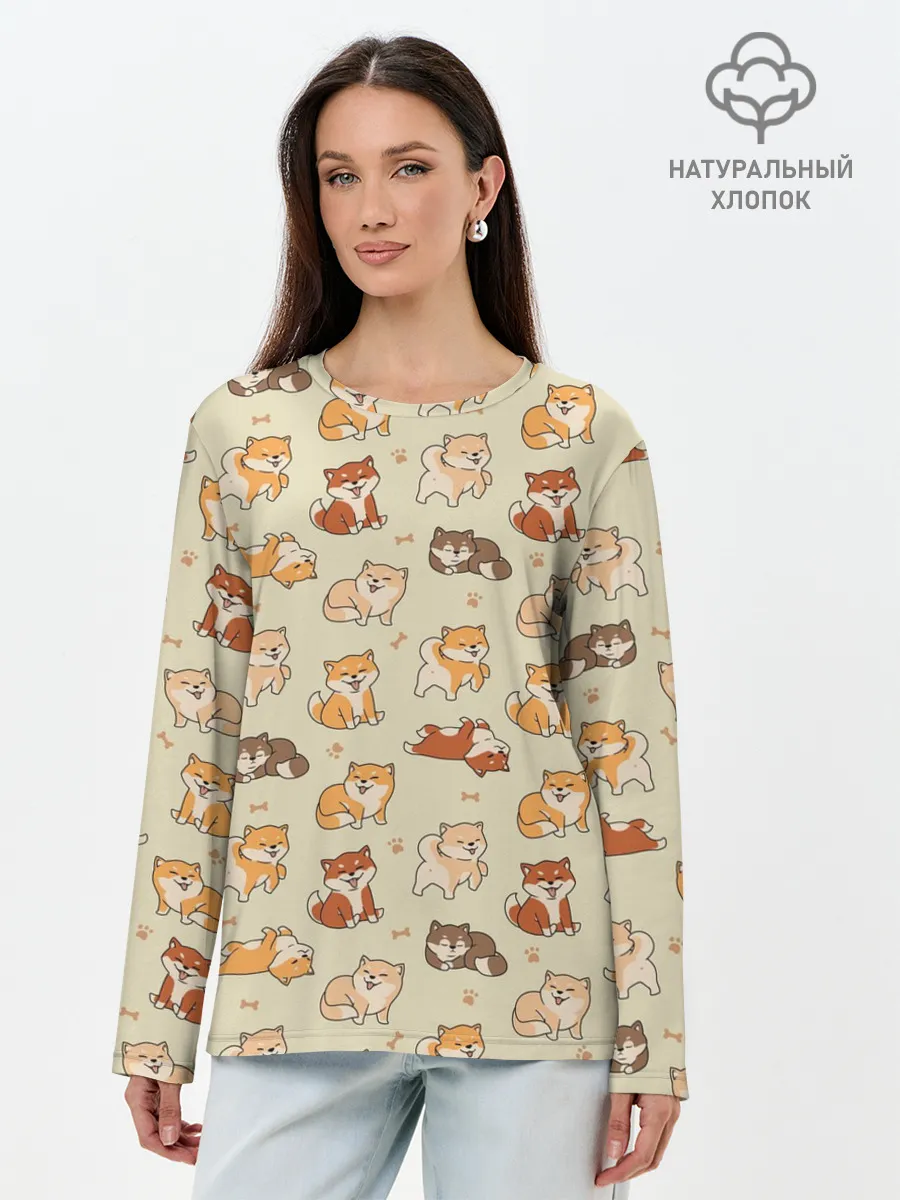 Лонгслив женский. Хлопок / Шиба-Ину
