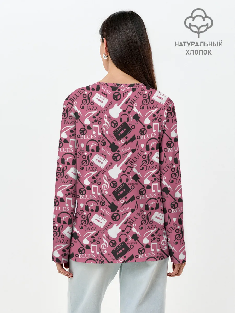 Лонгслив женский. Хлопок / Музыка