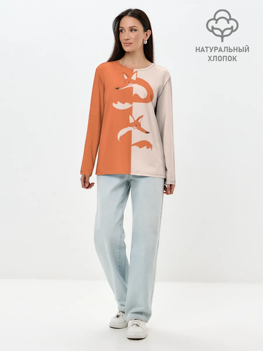 Лонгслив женский. Хлопок / Лисичка-сестричка
