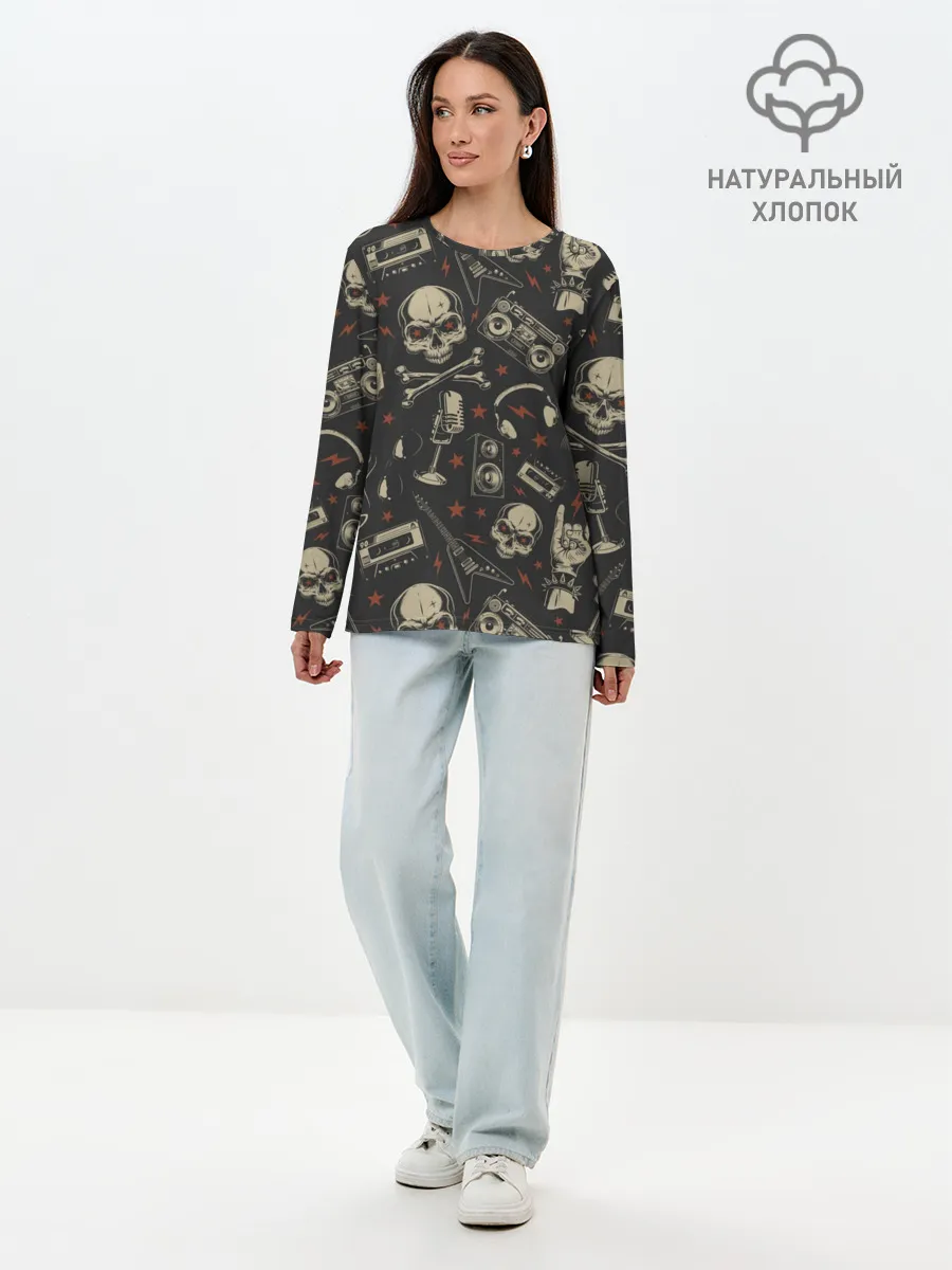 Лонгслив женский. Хлопок / Рок-музыка