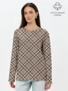 Лонгслив женский. Хлопок / Клеточный узор