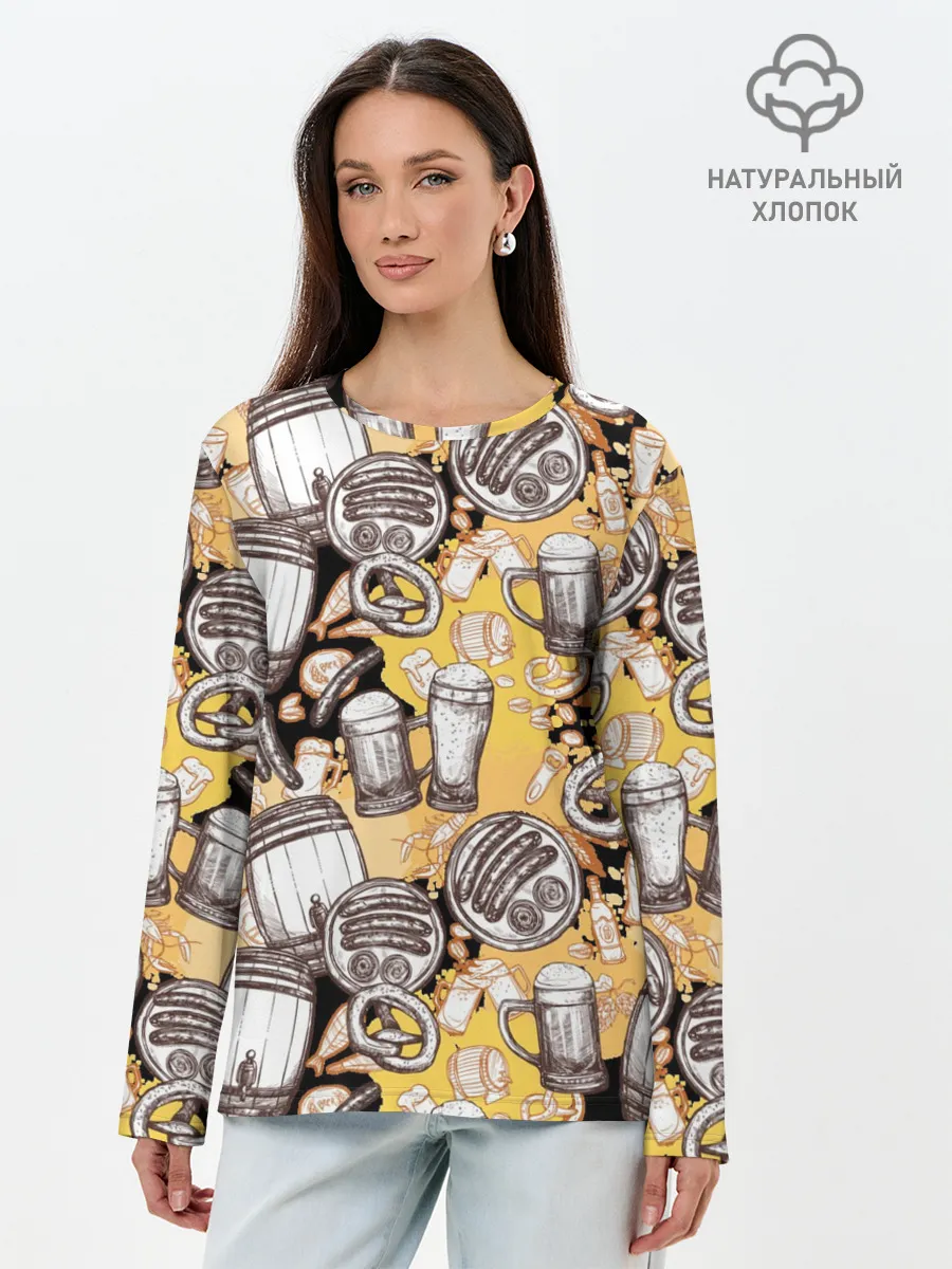 Лонгслив женский. Хлопок / Пиво / Beer
