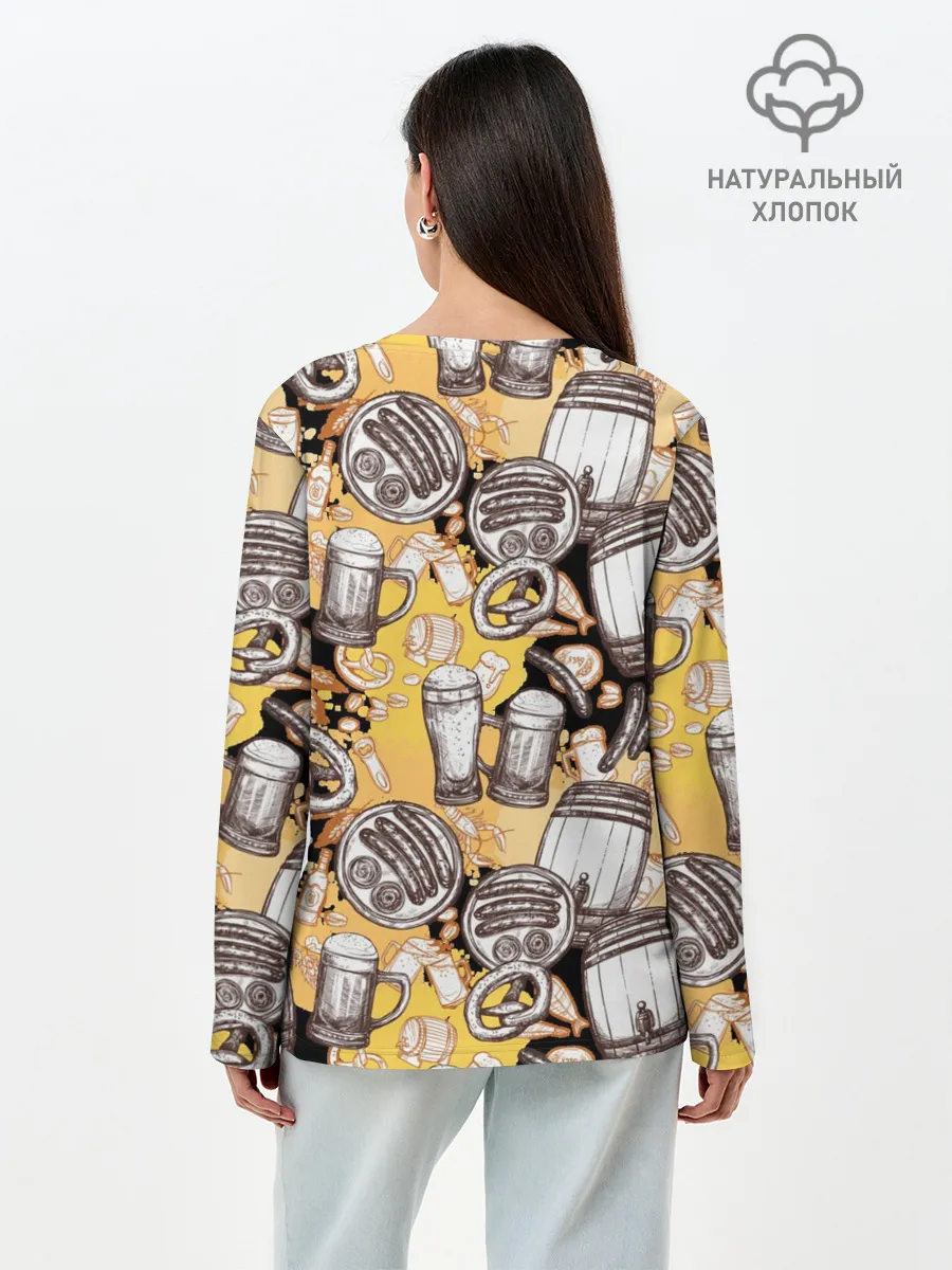 Лонгслив женский. Хлопок / Пиво / Beer