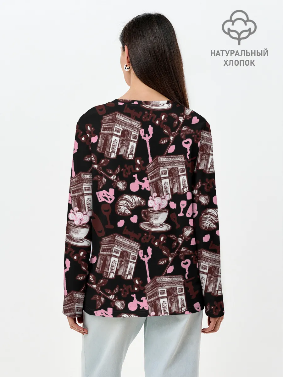 Лонгслив женский. Хлопок / Париж / Paris