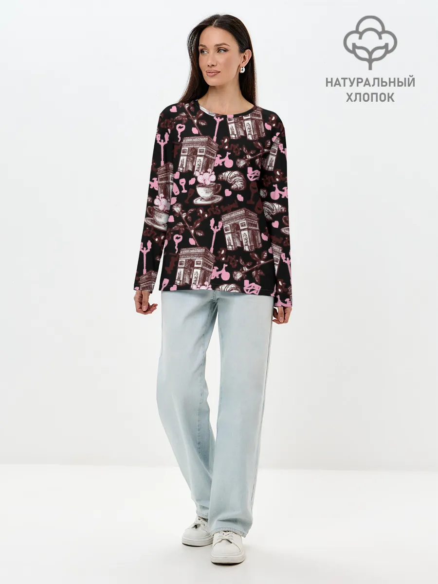 Лонгслив женский. Хлопок / Париж / Paris