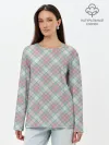Лонгслив женский. Хлопок / Узор в клетку