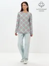 Лонгслив женский. Хлопок / Узор в клетку