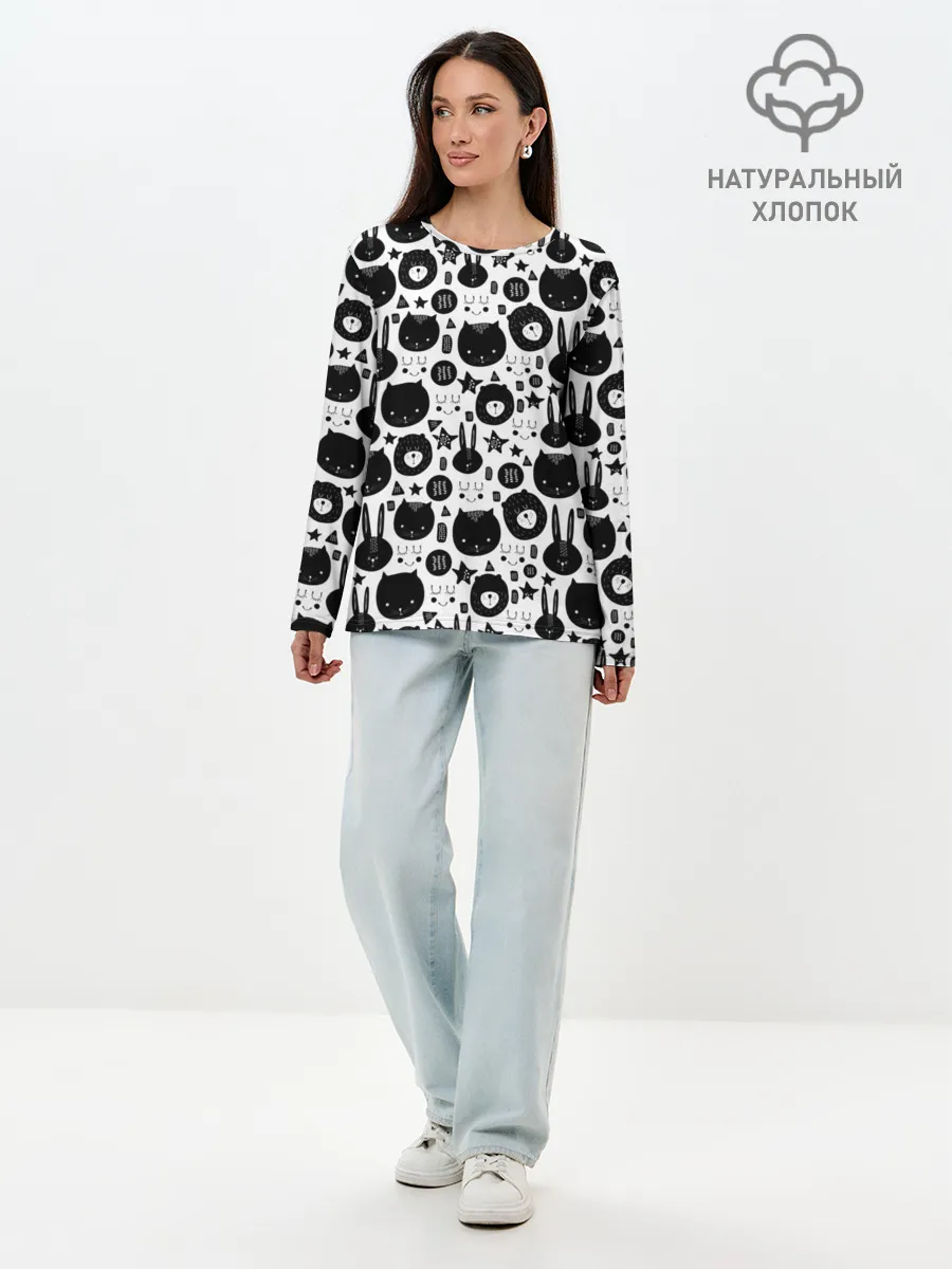 Лонгслив женский. Хлопок / Мультяшки
