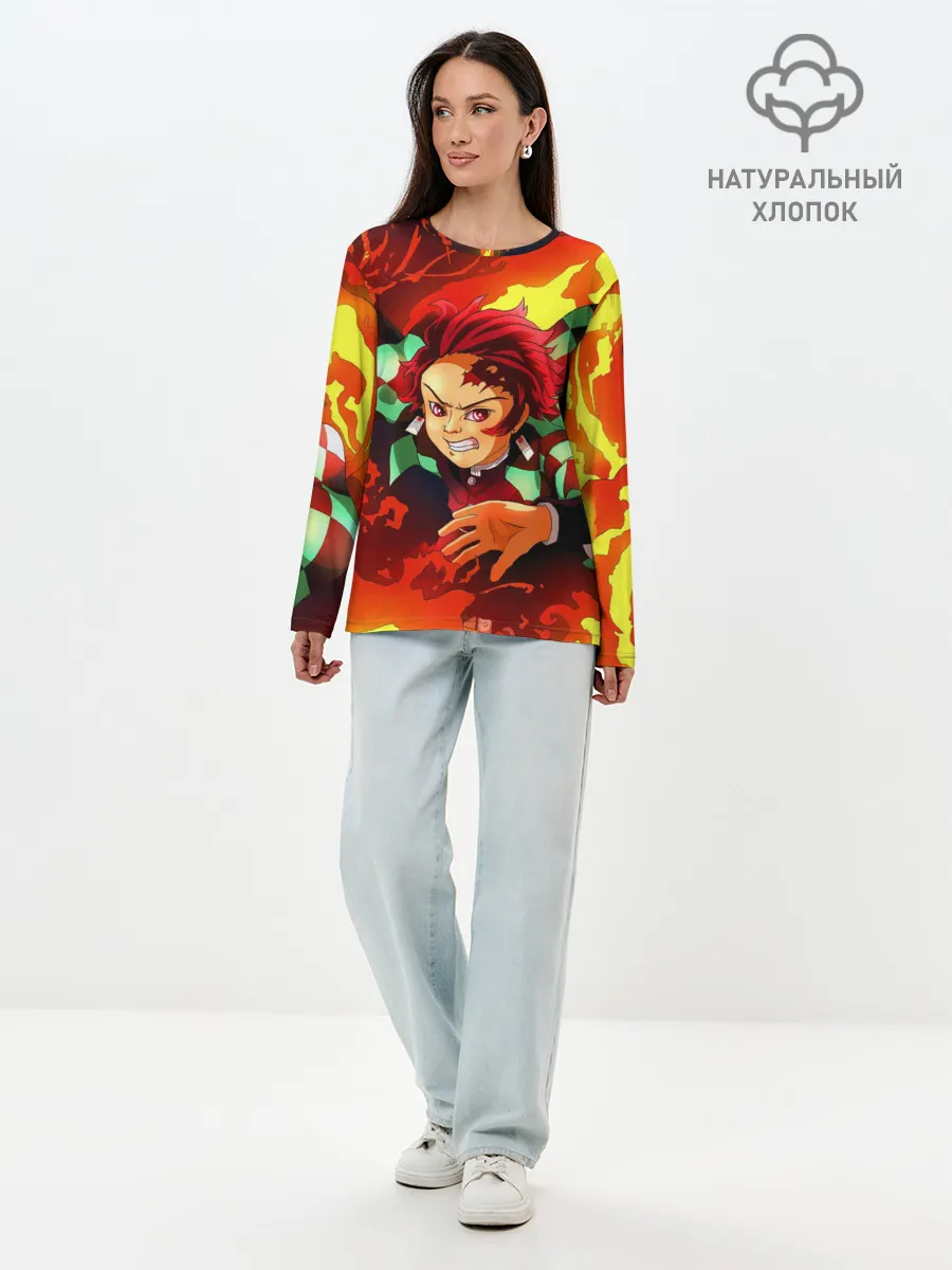 Лонгслив женский. Хлопок / КЛИНОК РАССЕКАЮЩИЙ ДЕМОНОВ