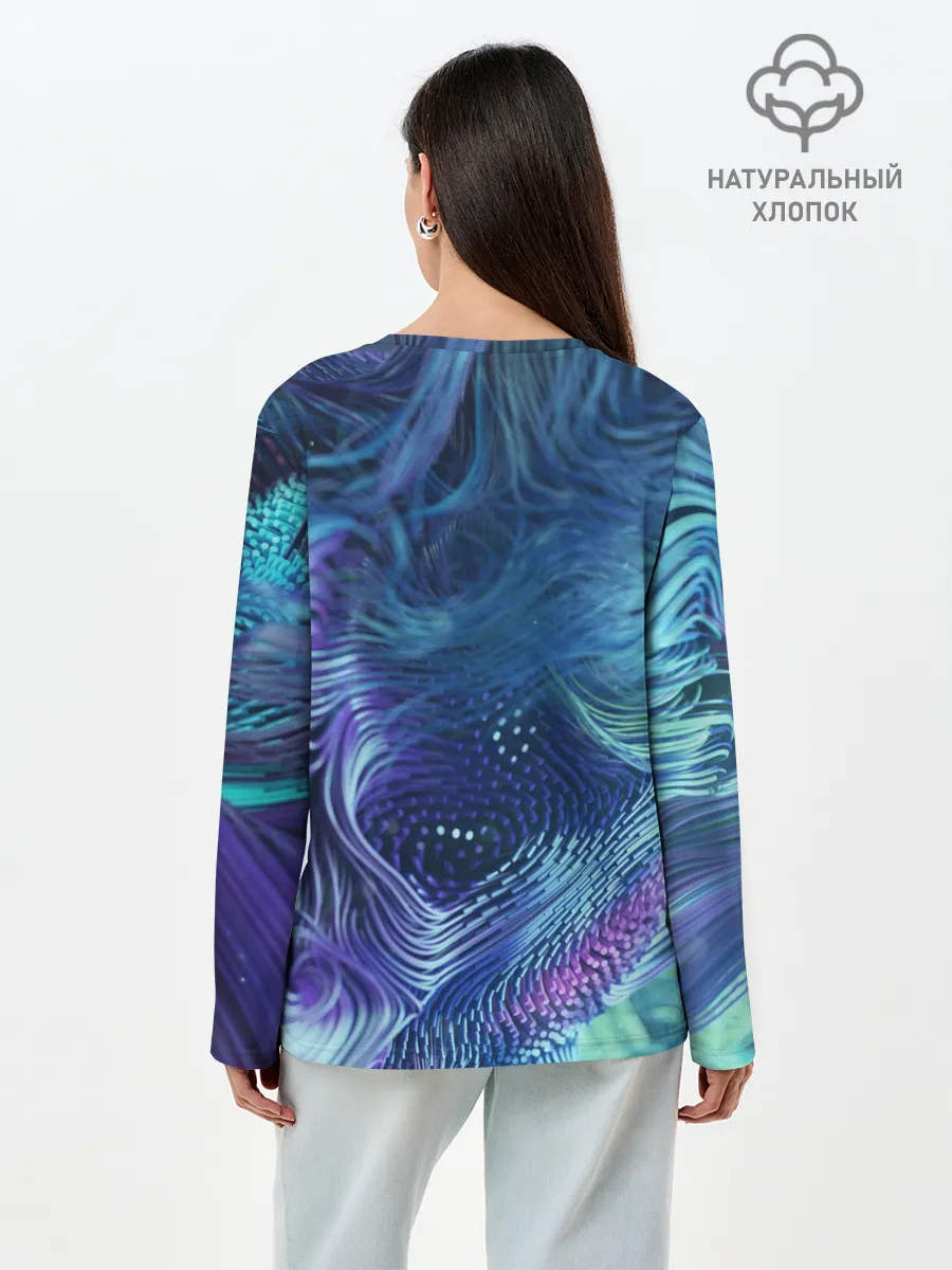 Лонгслив женский. Хлопок / Абстракция