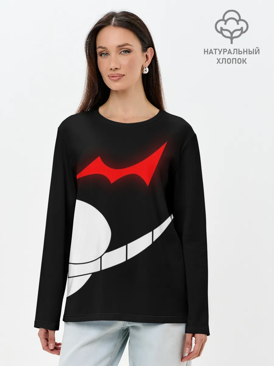 Лонгслив женский. Хлопок / monokuma пол лица