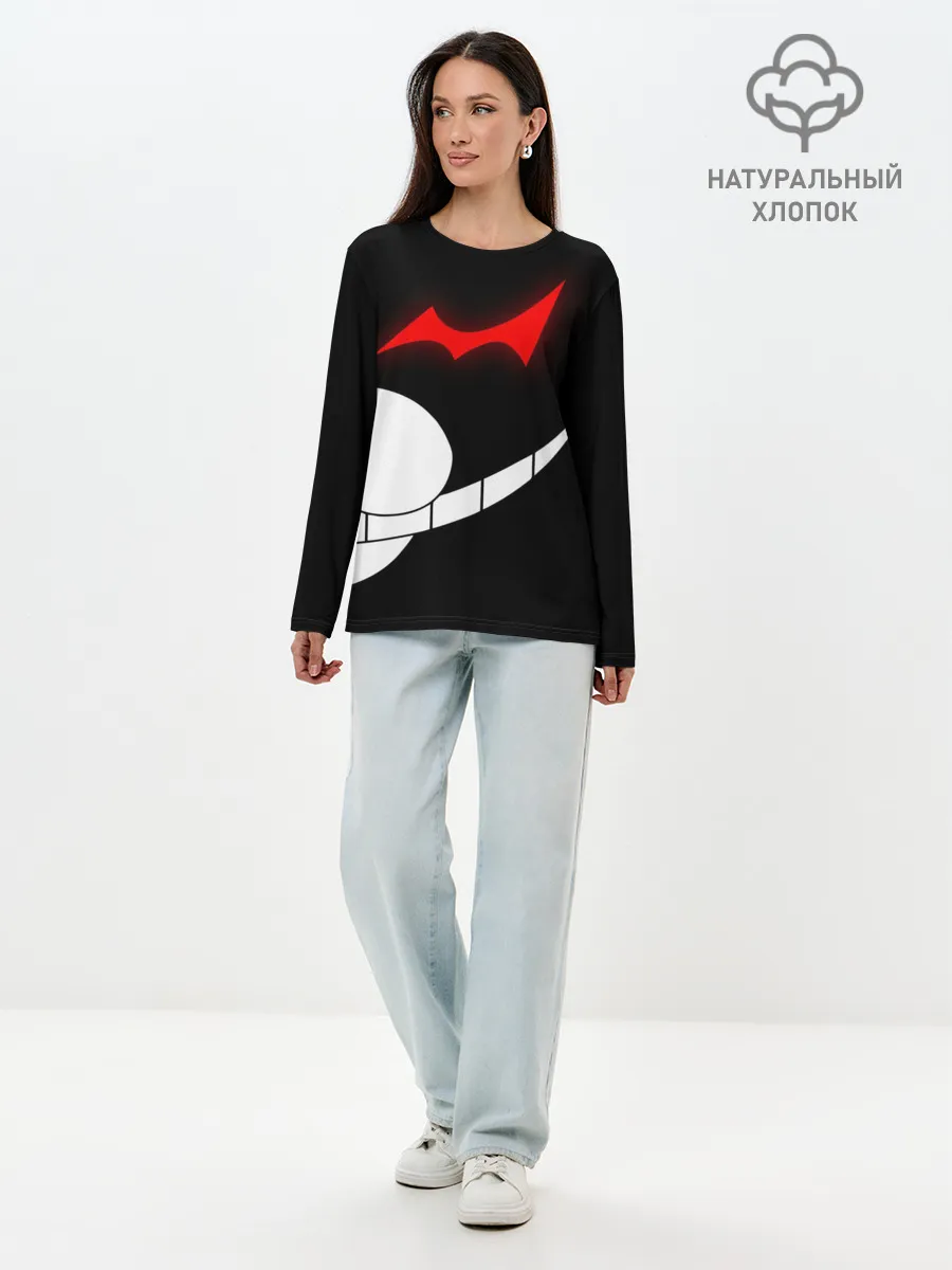 Лонгслив женский. Хлопок / monokuma пол лица