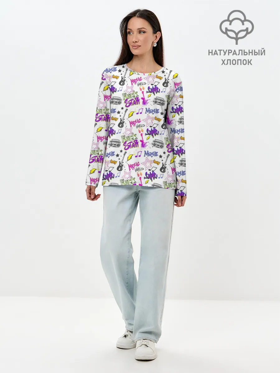 Лонгслив женский. Хлопок / Рок