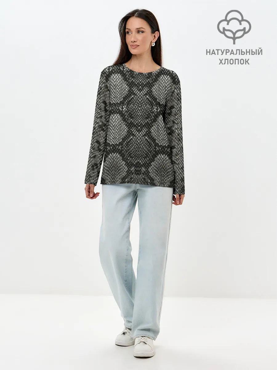 Лонгслив женский. Хлопок / Змеиная чешуя
